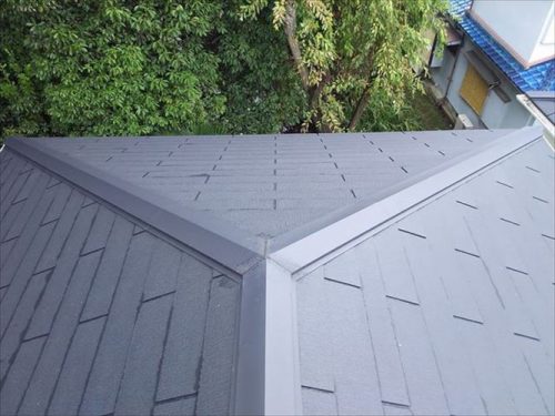 スレート屋根　軒樋　雨樋詰まり